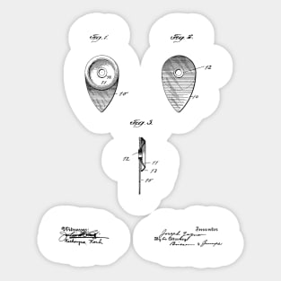 Pick for Guitar Zither Mandolin and other Musical Instrument Vintage Patent Hand Drawing Sticker